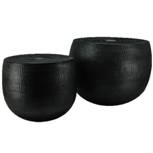coffee table round black small and large textured