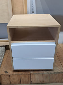 Nightstand oak with 2 drawers white