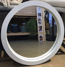 Load image into Gallery viewer, round white wooden mirror